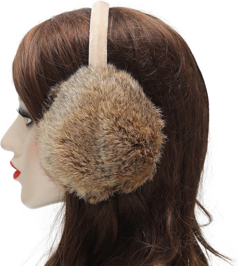 ZLYC Womens Girls Genuine Rabbit Fur Earmuffs Adjustable Ear Warmers - Image 4